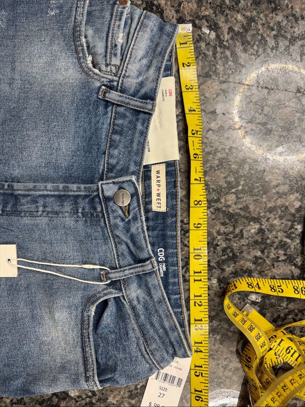 Warp + Weft CDC Paris Cigarette LBlue Slim Straight denim Jeans NWT 27 - Picture 9 of 13